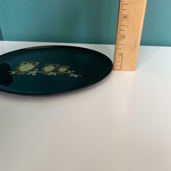 STUNNING Vintage MCM Owl Family of 3 on Branch Gold Display Plate Made in Japan - Picture 7 of 10